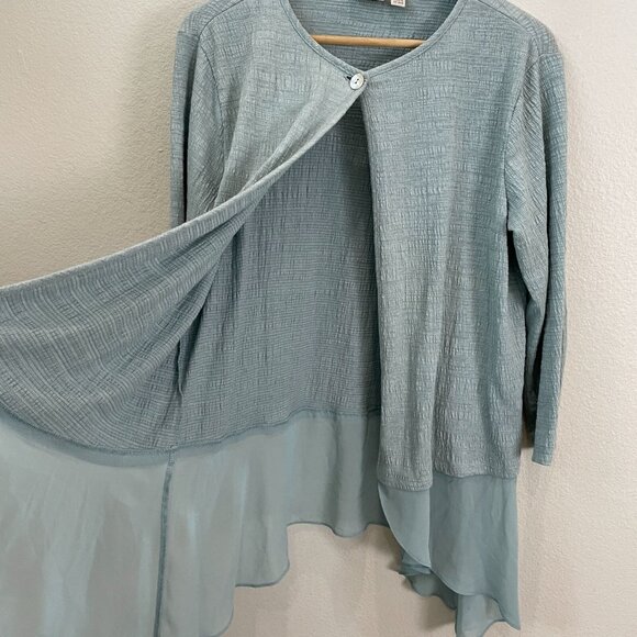 Lori Goldstein LOGO Womens Medium Asymmetrical One Button Cardigan Jacket - Picture 9 of 10